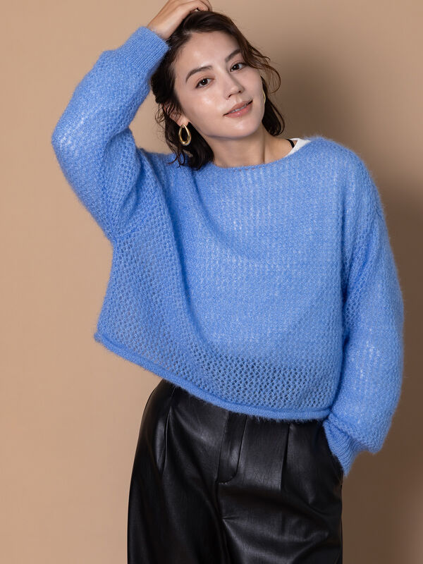 泉 里香さん着用・Oggi.jp10/23掲載】キャットヤーンメッシュニット