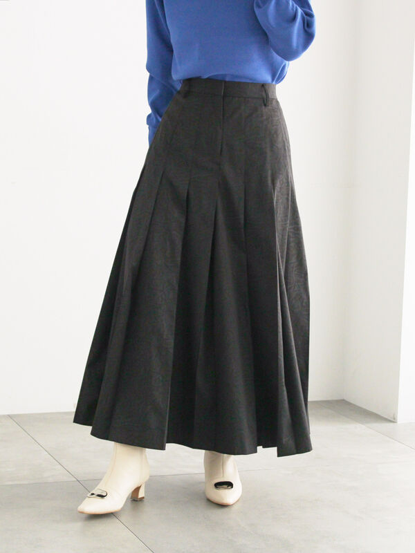 セール】 チェックアソートロングプリーツスカート（ブラック/レッド