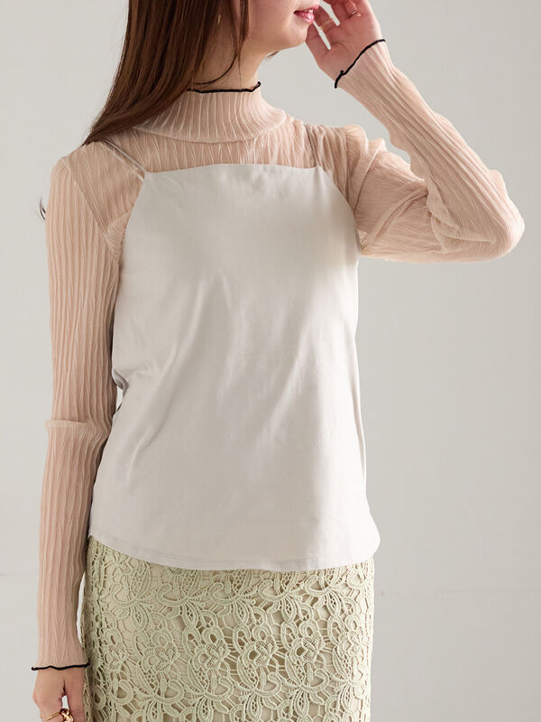 セール】 前後2WAYサテン&スムースキャミソール（グレー