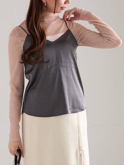 前後2WAYサテン&スムースキャミソール（グレー/チャコールグレー/ブラック）｜Te chichi（テチチ）通販