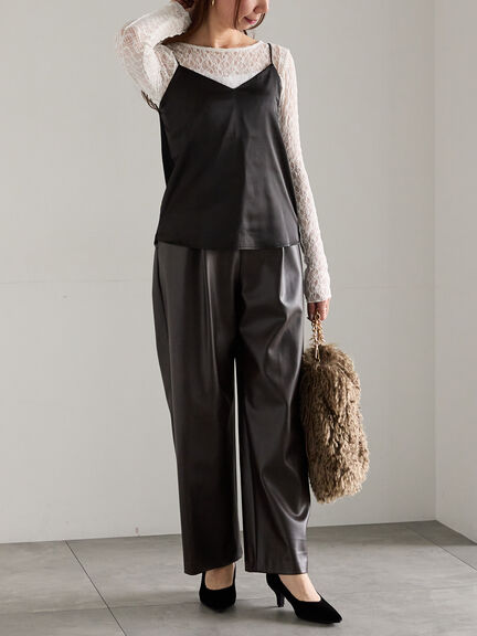 前後2WAYサテン&スムースキャミソール（グレー/チャコールグレー/ブラック）｜Te chichi（テチチ）通販