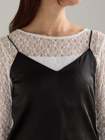 前後2WAYサテン&スムースキャミソール（グレー/チャコールグレー/ブラック）｜Te chichi（テチチ）通販