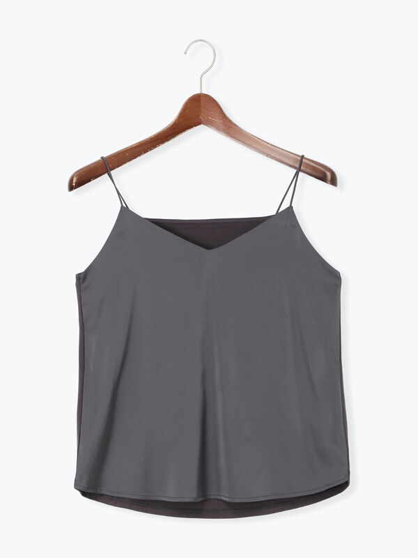 セール】 前後2WAYサテン&スムースキャミソール（グレー