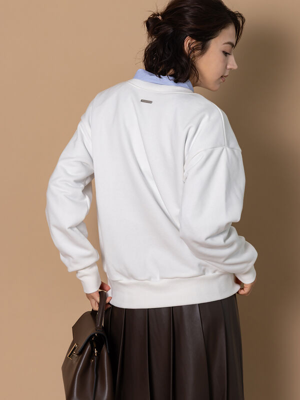 セール】 プレート付き裏毛PO（オフホワイト/チャコールグレー