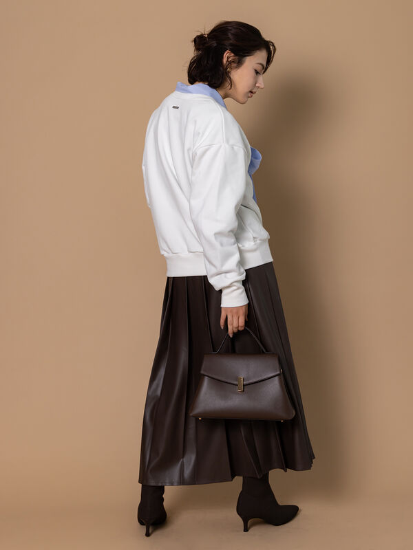 セール】 プレート付き裏毛PO（オフホワイト/チャコールグレー