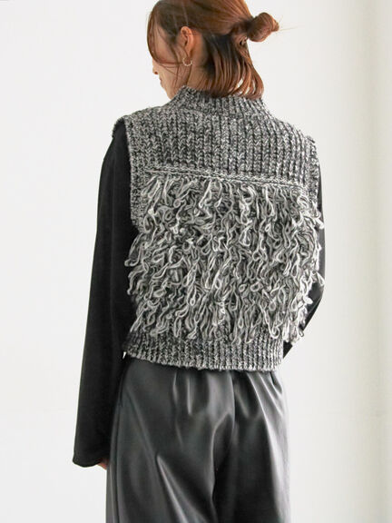 ループ編みコンパクトジップベスト（グレー）｜Te chichi（テチチ）通販