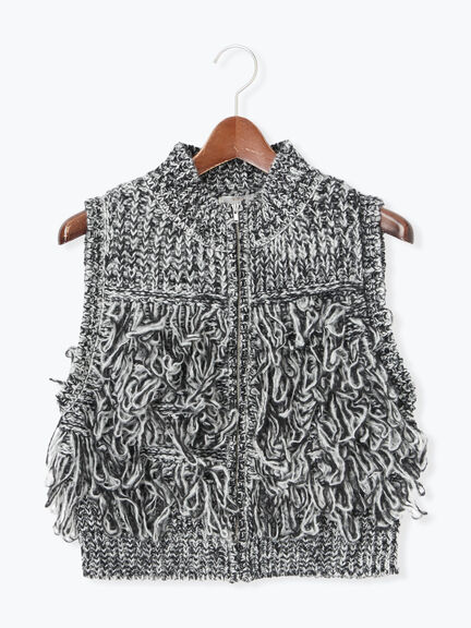 ループ編みコンパクトジップベスト（グレー）｜Te chichi（テチチ）通販