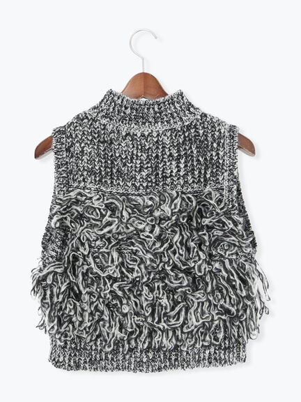 ループ編みコンパクトジップベスト（グレー）｜Te chichi（テチチ）通販