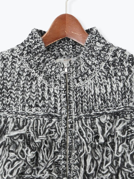 ループ編みコンパクトジップベスト（グレー）｜Te chichi（テチチ）通販