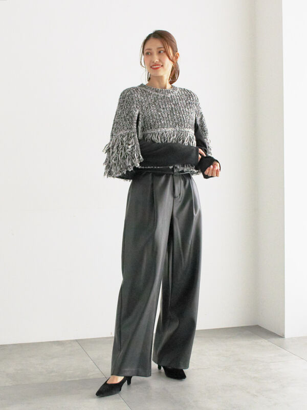 セール】 ループ編みポンチョ（グレー/トップス/ニット・セーター