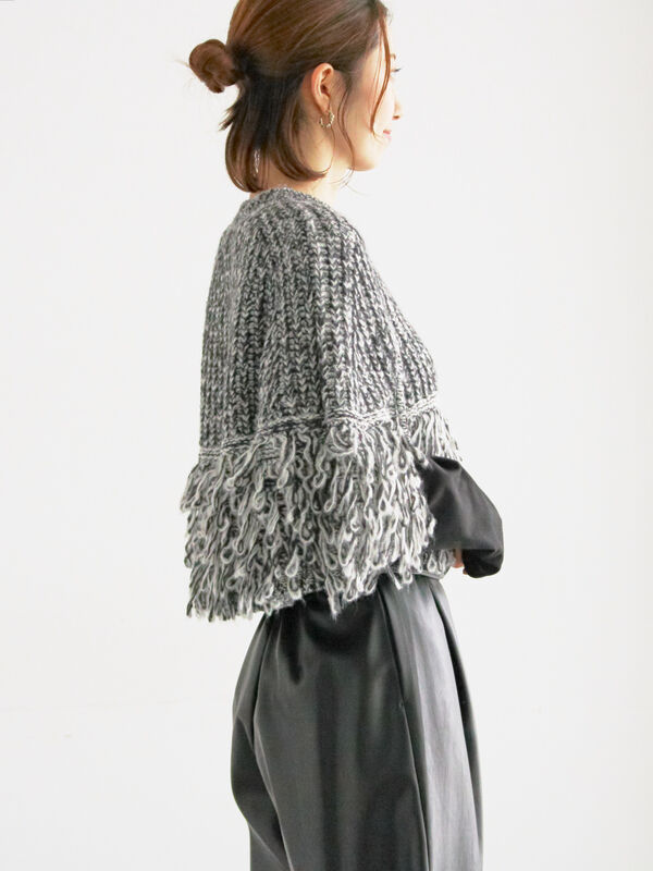 セール】 ループ編みポンチョ（グレー/トップス/ニット・セーター