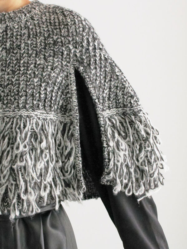 セール】 ループ編みポンチョ（グレー/トップス/ニット・セーター