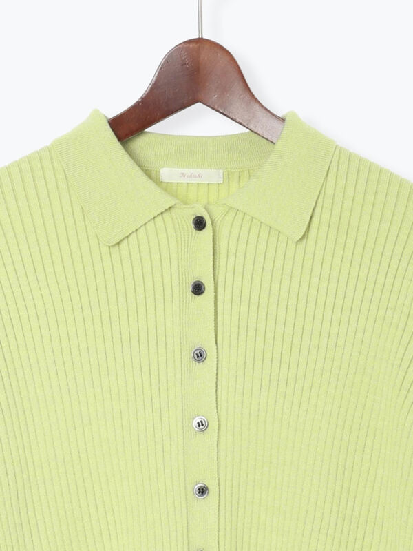 ポロカラークロップトカーディガン（グレー/ブラック/グリーン