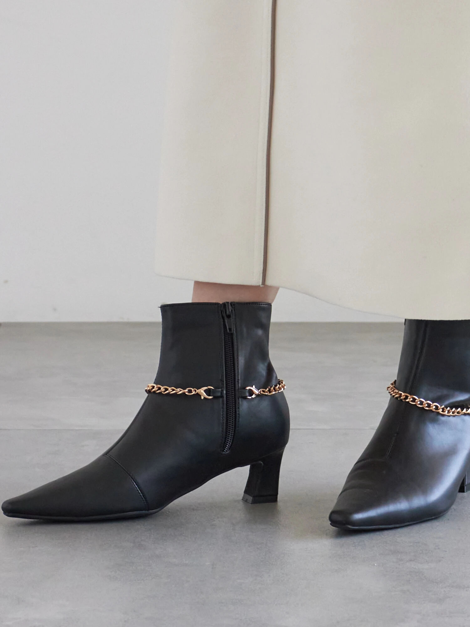 セール】 チェーンアクセントブーツ（ブラック/ブラウン/シューズ