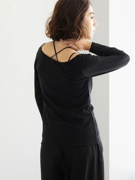 ヘルスヒートインナー(バレエネック)（オフホワイト/ブラック）｜Te chichi（テチチ）通販