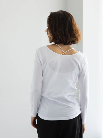 ヘルスヒートインナー(Uネック)（オフホワイト/ブラック）｜Te chichi（テチチ）通販