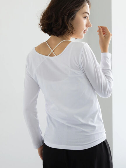 ヘルスヒートインナー(Uネック)（オフホワイト/ブラック）｜Te chichi（テチチ）通販