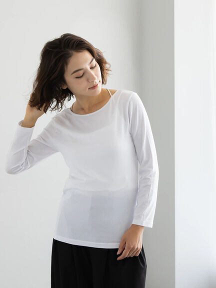 ヘルスヒートインナー(Uネック)（オフホワイト/ブラック）｜Te chichi（テチチ）通販