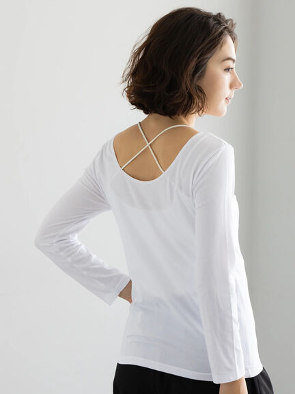 ヘルスヒートインナー(Uネック)（オフホワイト/ブラック）｜Te chichi（テチチ）通販