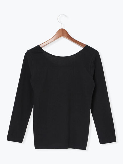 ヘルスヒートインナー(Uネック)（オフホワイト/ブラック）｜Te chichi（テチチ）通販