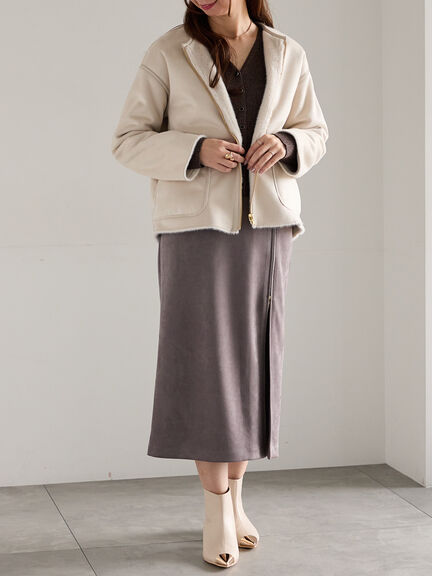 スエードサイドZIPスカート（オフホワイト/チャコールグレー/ブルー）｜Te chichi（テチチ）通販