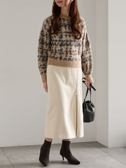 スエードサイドZIPスカート（オフホワイト/チャコールグレー/ブルー）｜Te chichi（テチチ）通販