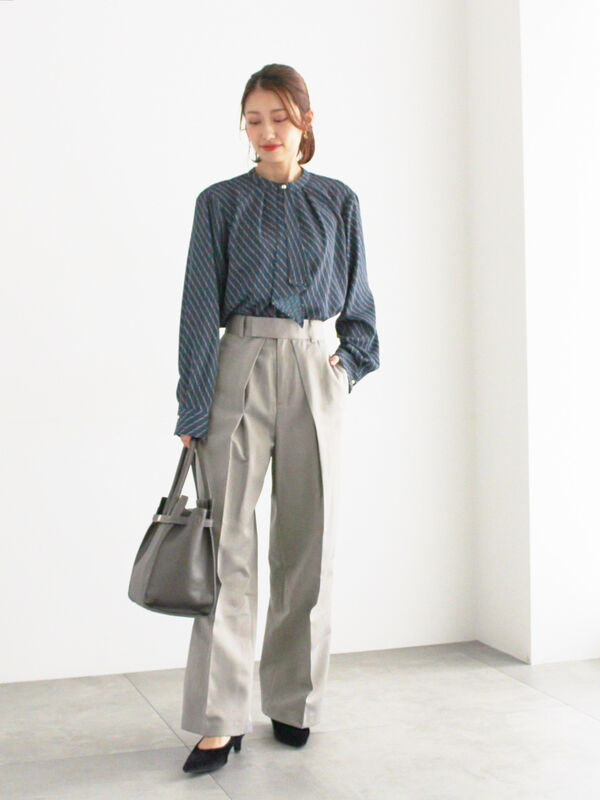 セール】 パターンアソートボウタイブラウス（オフホワイト/グレー