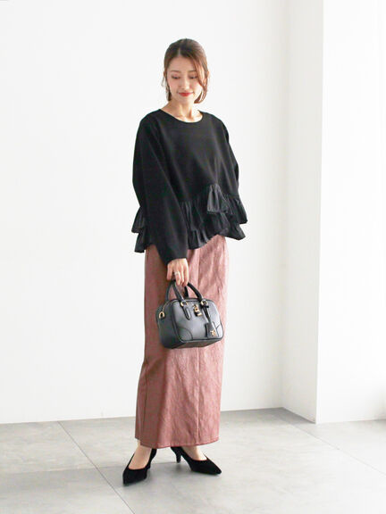 ティアードフリルヘムプルオーバー（オフホワイト/ブラック）｜Te chichi（テチチ）通販