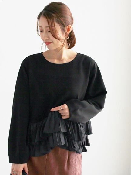ティアードフリルヘムプルオーバー（オフホワイト/ブラック）｜Te chichi（テチチ）通販