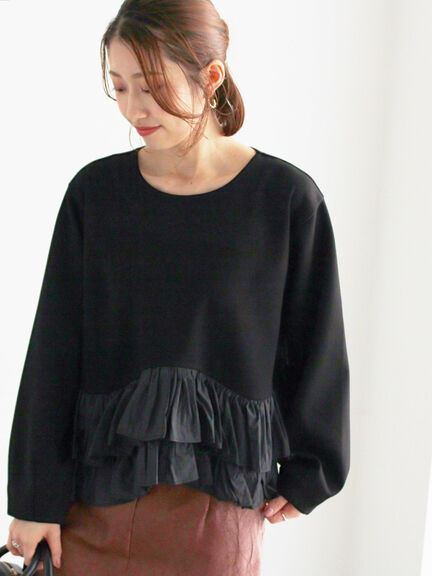ティアードフリルヘムプルオーバー（オフホワイト/ブラック）｜Te chichi（テチチ）通販