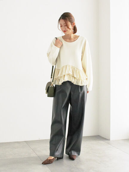 ティアードフリルヘムプルオーバー（オフホワイト/ブラック）｜Te chichi（テチチ）通販