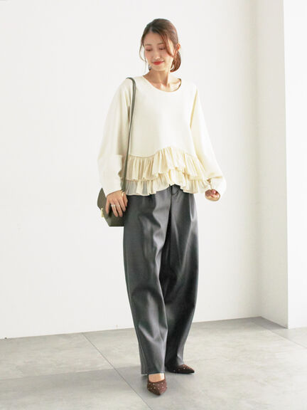 ティアードフリルヘムプルオーバー（オフホワイト/ブラック）｜Te chichi（テチチ）通販