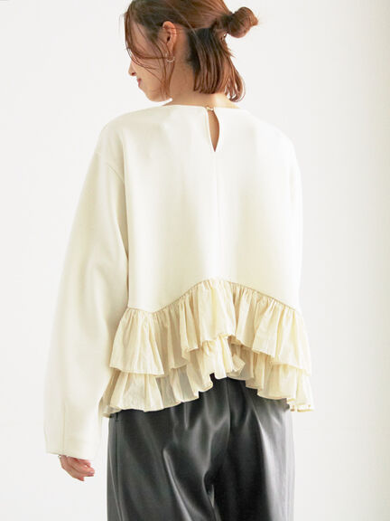 ティアードフリルヘムプルオーバー（オフホワイト/ブラック）｜Te chichi（テチチ）通販