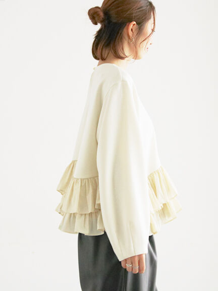 ティアードフリルヘムプルオーバー（オフホワイト/ブラック）｜Te chichi（テチチ）通販