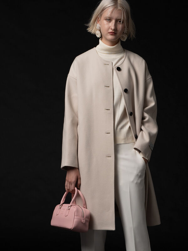 【宮本茉由着用】ウールメルトンノーカラーロングコート《2025winter catalog item》（ベージュ）｜Te chichi（テチチ）通販