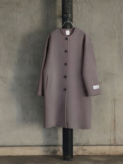 【宮本茉由着用】ウールメルトンノーカラーロングコート《2025winter catalog item》（ベージュ/モカ/ネイビー）｜Te chichi（テチチ）通販