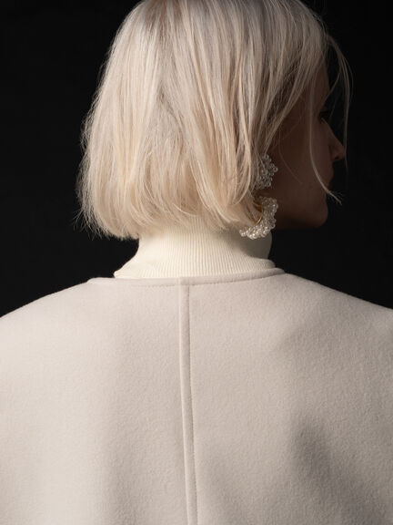 【宮本茉由着用】ウールメルトンノーカラーロングコート《2025winter catalog item》（ベージュ/モカ/ネイビー）｜Te chichi（テチチ）通販