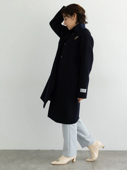 【宮本茉由着用】ウールメルトンノーカラーロングコート《2025winter catalog item》（ベージュ/モカ/ネイビー）｜Te chichi（テチチ）通販