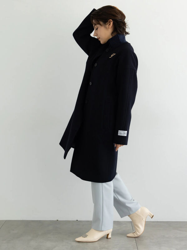 セール】 【宮本茉由着用】ウールメルトンノーカラーロングコート