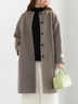 【宮本茉由着用】ウールメルトンノーカラーロングコート《2025winter catalog item》（ベージュ/モカ/ネイビー）｜Te chichi（テチチ）通販