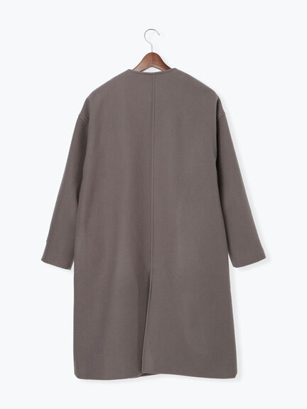 【宮本茉由着用】ウールメルトンノーカラーロングコート《2025winter catalog item》（ベージュ/モカ/ネイビー）｜Te chichi（テチチ）通販