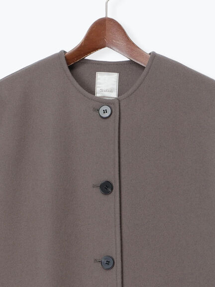 【宮本茉由着用】ウールメルトンノーカラーロングコート《2025winter catalog item》（ベージュ/モカ/ネイビー）｜Te chichi（テチチ）通販