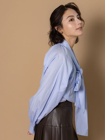 ビッグリボン2WAYブラウス《2025winter catalog item》（オフホワイト/ミント/サックスブルー）｜Te chichi（テチチ）通販