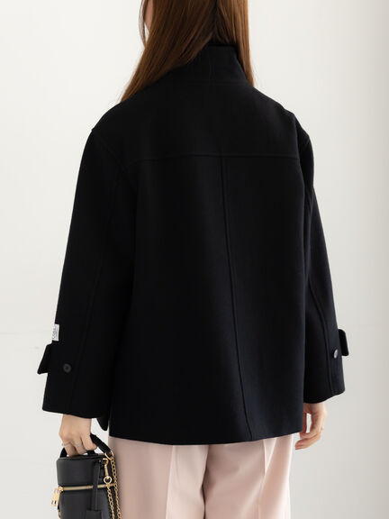 【宮本茉由着用】ウールメルトンスタンドショートコート（チャコールグレー/ブラック）｜Te chichi（テチチ）通販