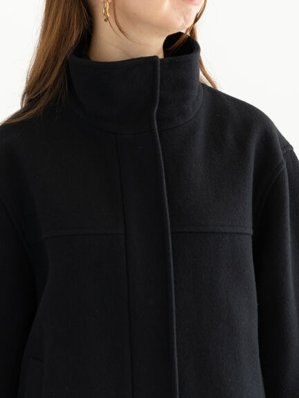 【宮本茉由着用】ウールメルトンスタンドショートコート（チャコールグレー/ブラック）｜Te chichi（テチチ）通販