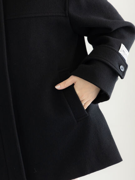 【宮本茉由着用】ウールメルトンスタンドショートコート（チャコールグレー/ブラック）｜Te chichi（テチチ）通販