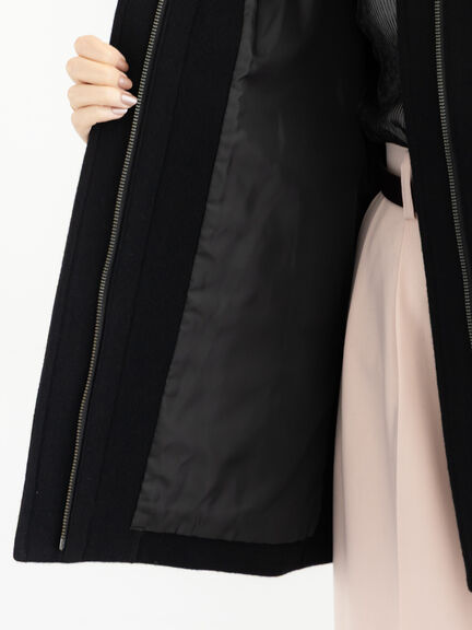 【宮本茉由着用】ウールメルトンスタンドショートコート（チャコールグレー/ブラック）｜Te chichi（テチチ）通販