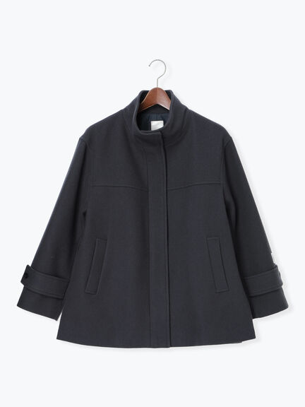 【宮本茉由着用】ウールメルトンスタンドショートコート（チャコールグレー/ブラック）｜Te chichi（テチチ）通販