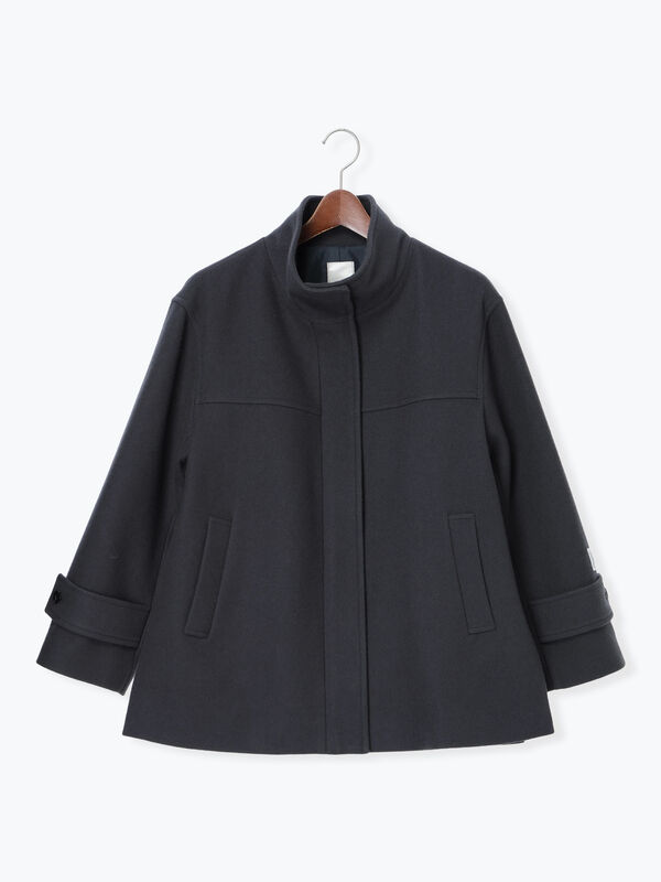 セール】 【宮本茉由着用】ウールメルトンスタンドショートコート