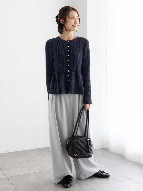 モールペプラム2WAYニット（チャコールグレー/ライトベージュ/モカ